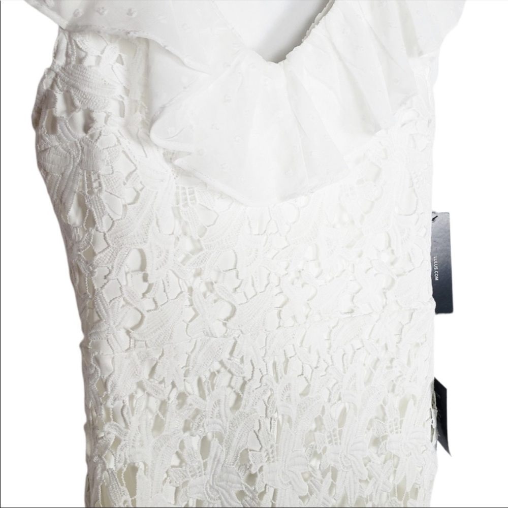 NWT Lulu’s Dagny Lace Swiss Dot Ruffled Midi Dress - Picture 8 of 10